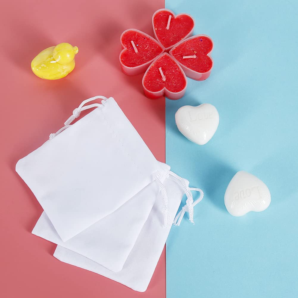 Shintop 10-Piece Velvet Drawstring Gift Bags - 3x4 Inch Jewelry Pouch for Wedding Favors, Birthday Parties & Special Events (White) - Perfect for Bridesmaid Gifts, Baby Showers & Party Favors