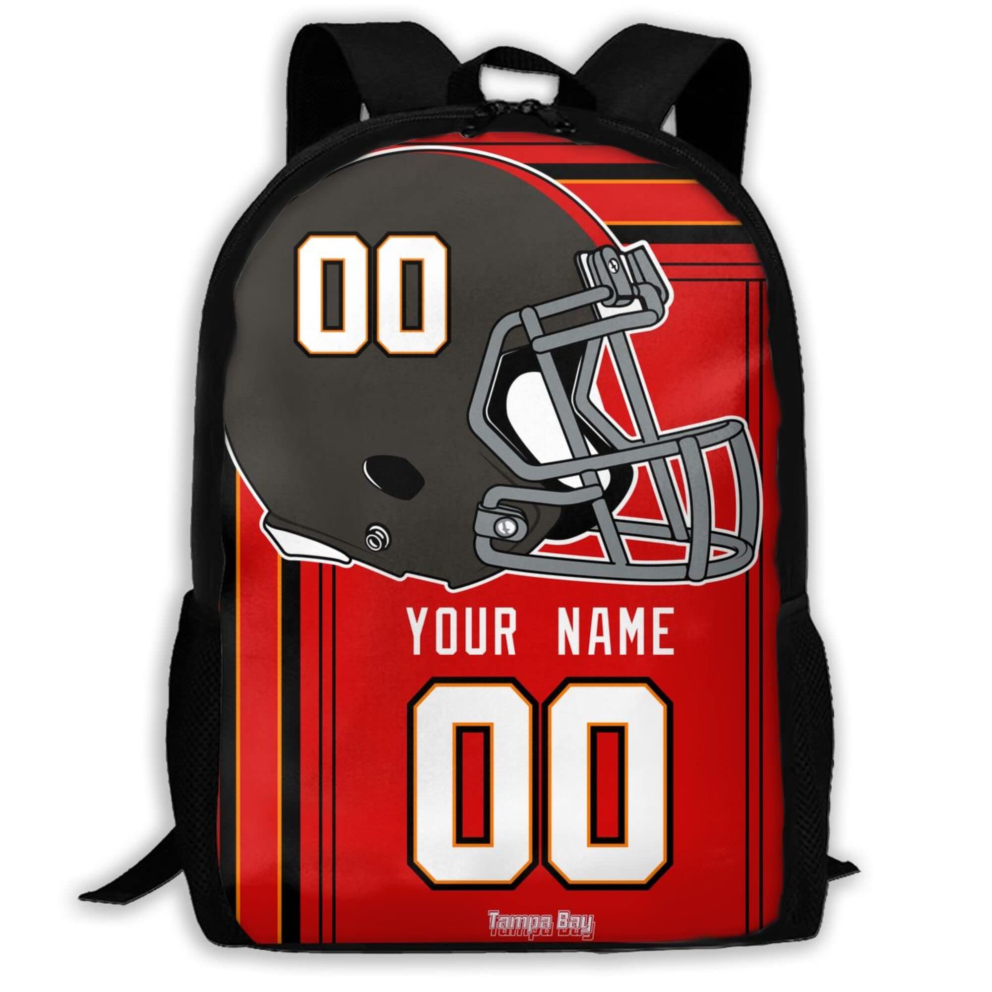 ANTKING Tampa Customized Backpack - High Capacity Personalized with Any Name & Number - Perfect Gift for Kids & Men - Ideal for School, Travel, Sports & Fan Gear