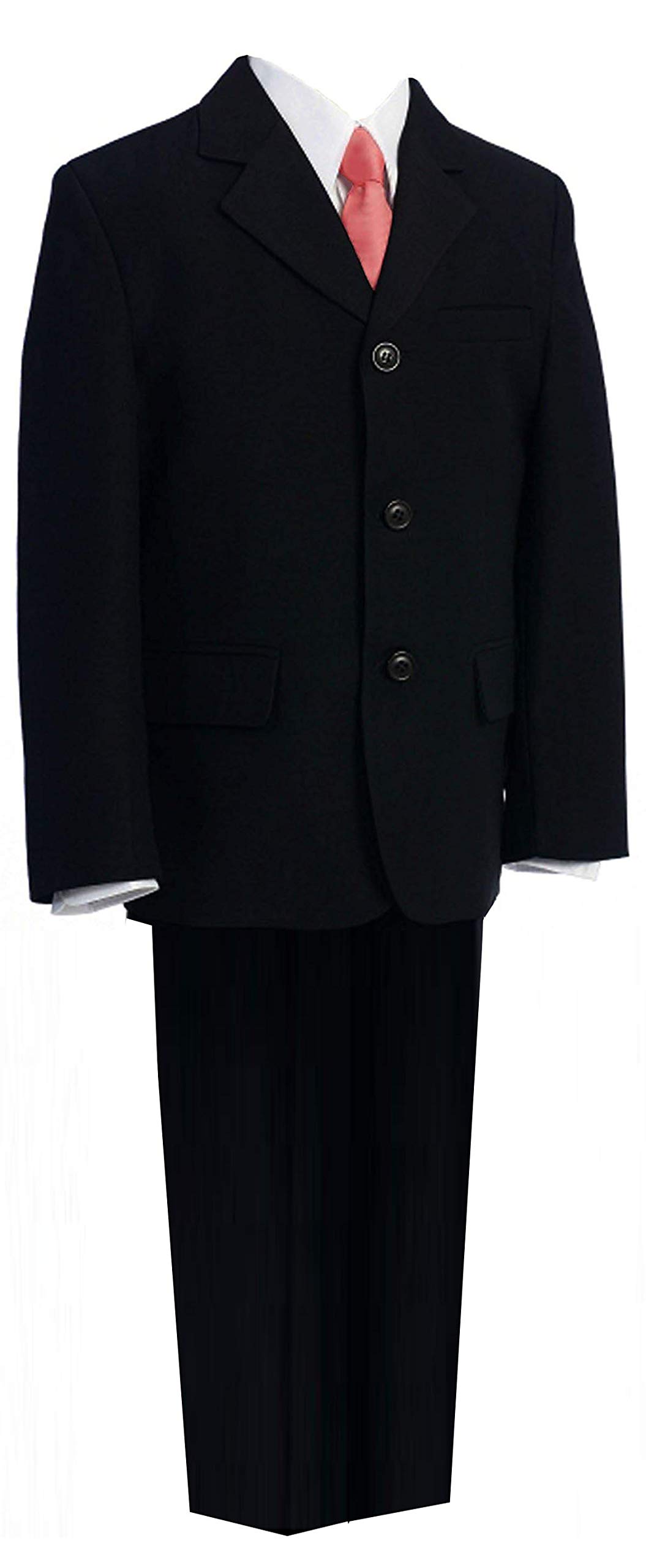 Gino Giovanni Black Boys Suit with Pink Tie - Formal Wear for Baby to Teen - Perfect for Weddings, Parties & Special Occasions