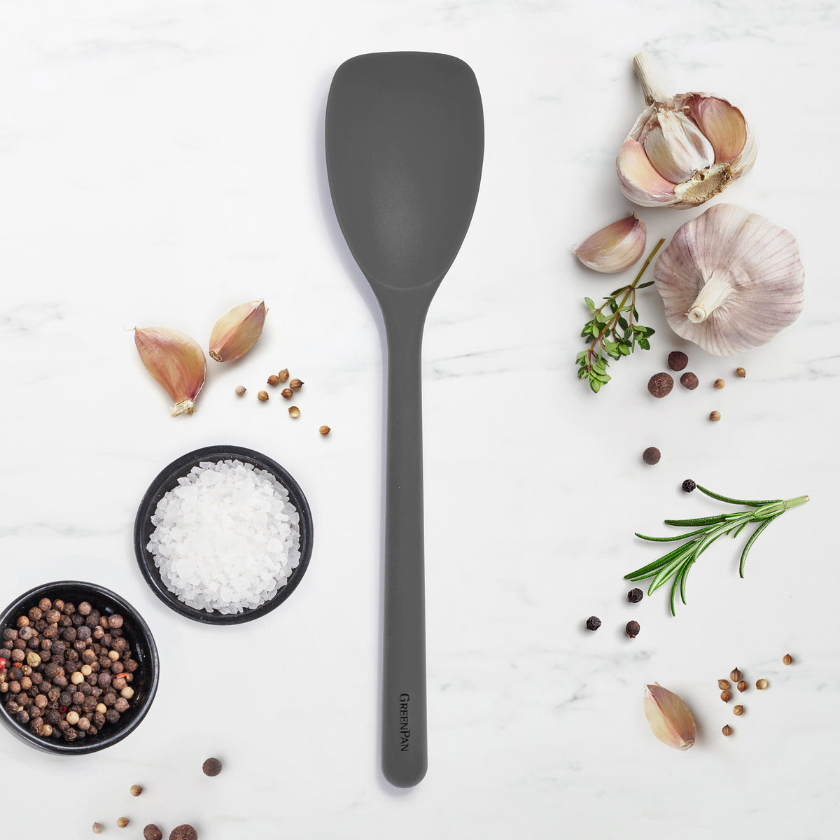 Premium Platinum Silicone Sauté Spoon - Heat Resistant & Non-Stick Cooking Utensil for Frying, Stirring & Serving - BPA-Free Gray Kitchen Tool for Saute Pans, Woks & Everyday Cooking