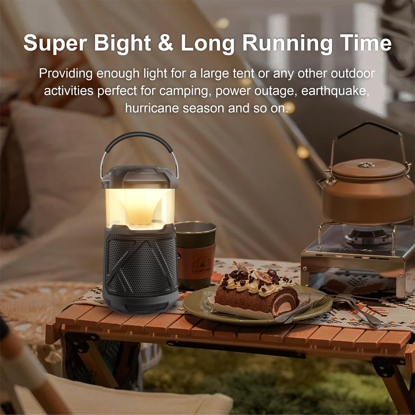 RIDALUX Portable Bluetooth Speaker with LED Lights - IPX6 Waterproof Wireless Outdoor Speaker for Camping, Hiking, Parties | Perfect for Patio, Yard, Home & Gifts for Men, Women, Fathers | Enjoy Music & Ambient Lighting Anywhere