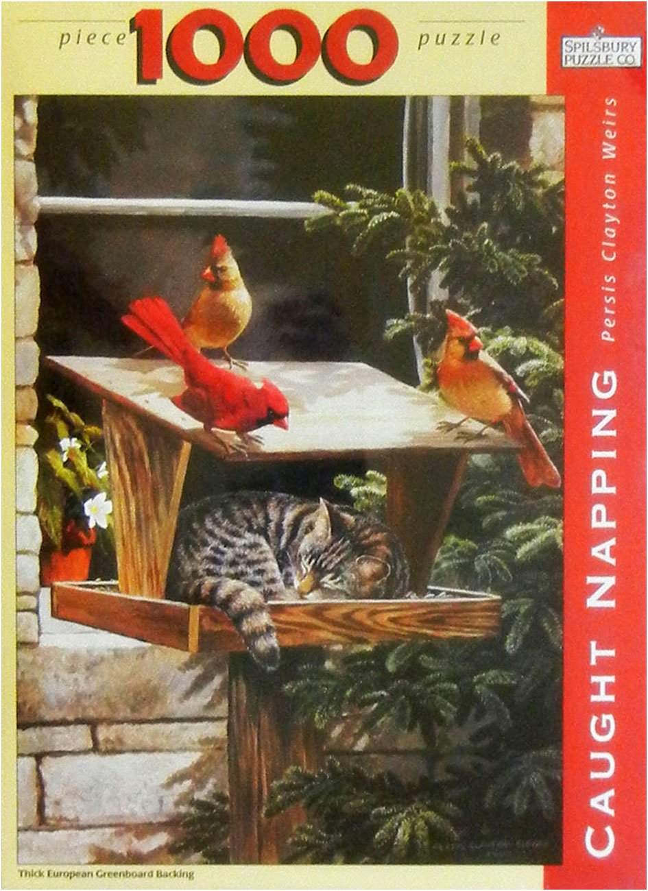 Spilsbury Puzzle Co 1000 Piece Jigsaw Puzzle - Caught Napping Artwork | Premium Quality Puzzle for Adults & Teens | Perfect for Family Game Night, Relaxation & Home Decor