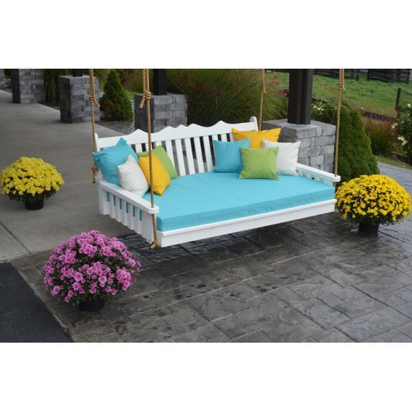 A & L Furniture Poly Royal English Swing Bed - Outdoor Patio Hanging Bed for Garden, Porch, and Backyard Relaxation