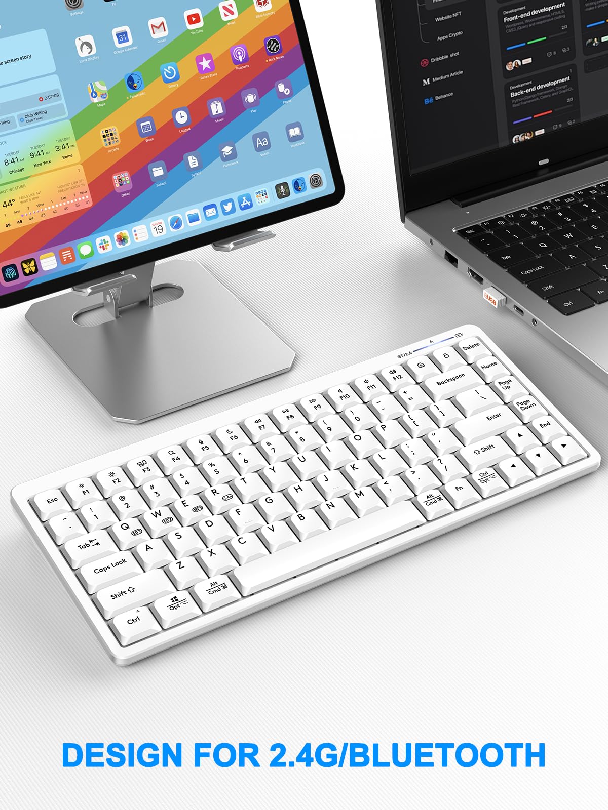 EDJO Wireless Keyboard for Mac & Windows - Bluetooth 2.4G Dual Mode Slim Rechargeable Keyboard for iPad, MacBook, Android, Laptop & Tablet | Ergonomic Design, Portable for Home, Office & Travel Use
