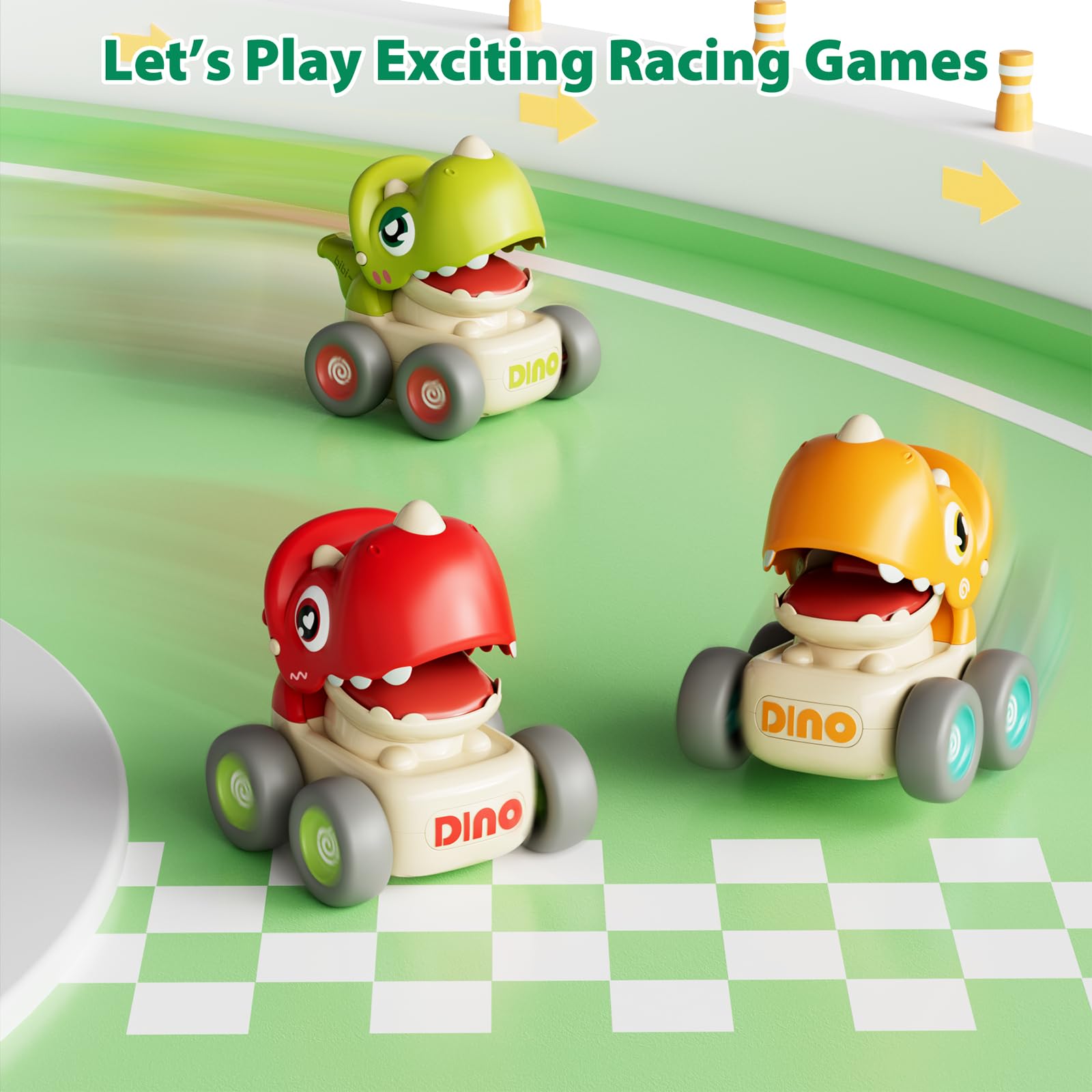 MOONTOY Dinosaur Push and Go Cars for Toddlers 1-3 Years Old | 3PCS No Battery Required Toy Cars | Perfect Birthday Gift for 1 Year Old Boys | Fun Early Learning Toys for 12-18 Month Olds | Great for Indoor Play, Daycare & Preschool Activities