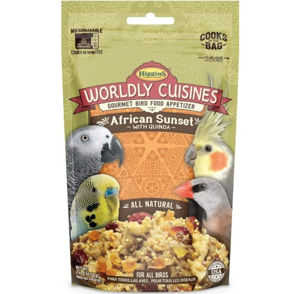 Premium Higgins Worldly Cuisines African Sunset Parrot & Bird Food - Nutritious Appetizer for Parrots, Cockatiels & Lovebirds - Perfect for Daily Feeding & Training Rewards