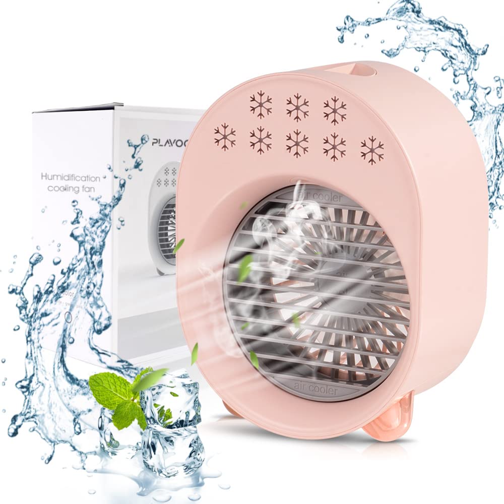 3-in-1 Portable USB Desk Fan with Humidifier - Adjustable 3 Speed Quiet Personal Air Cooler with Auto Color-Changing Light for Office, Home, Bedroom, Car & Travel | Perfect for Work, Sleep & Summer Cooling