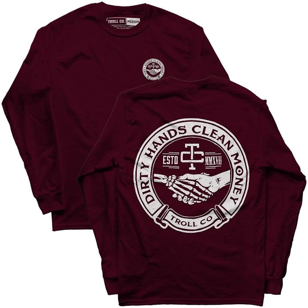 Premium Haggler Long Sleeve Shirt for Men - Soft Cotton Maroon Pullover - Perfect for Casual Wear, Office & Outdoor Activities