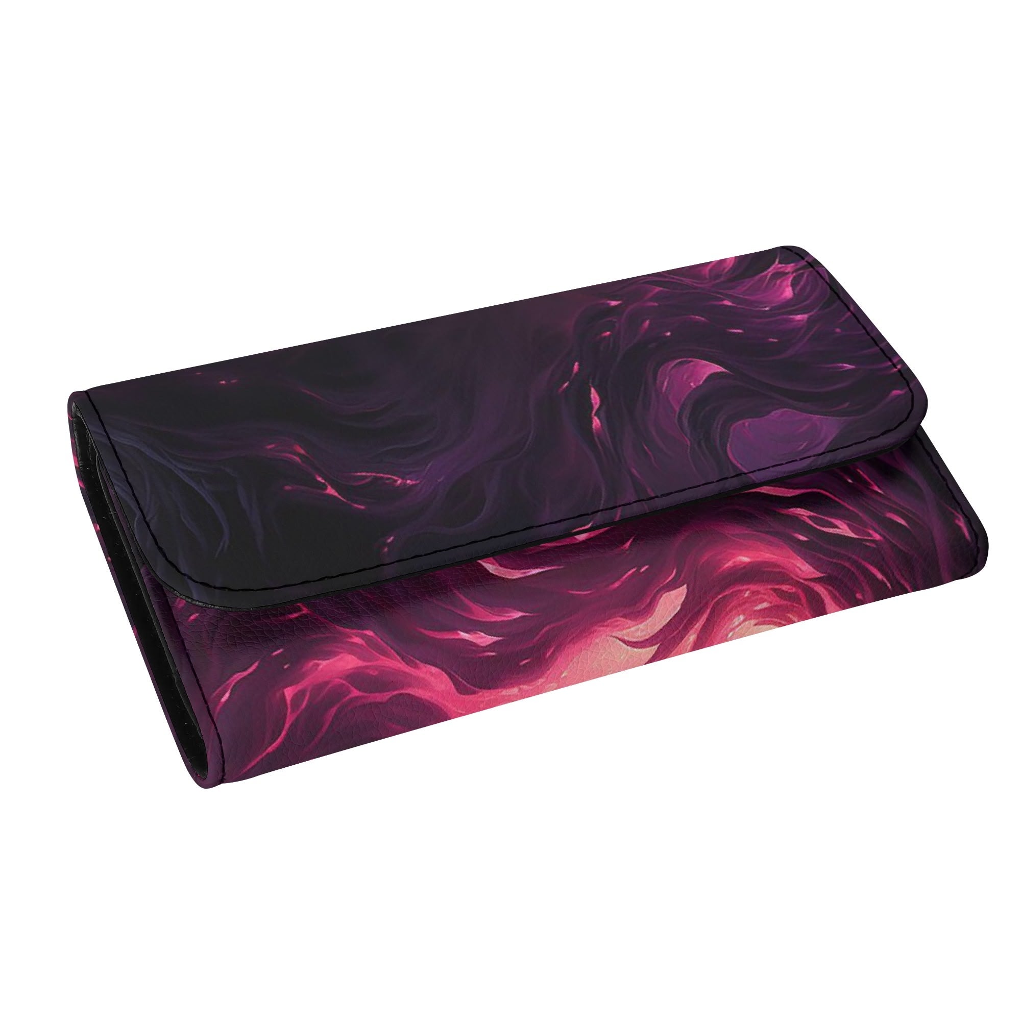 Midnight Nightmare Trifold Leather Clutch Wallet for Women - Stylish RFID Blocking Purse for Parties, Travel & Evening Events