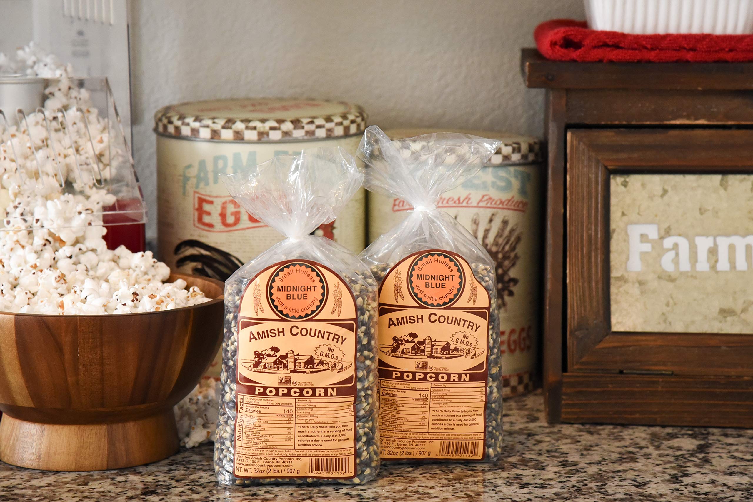 Amish Country Popcorn - 2 Pack (2 Lb Each) | Midnight Blue Kernels, Non-GMO, Gluten Free, Old Fashioned Snack | Perfect for Movie Nights, Parties & Healthy Snacking