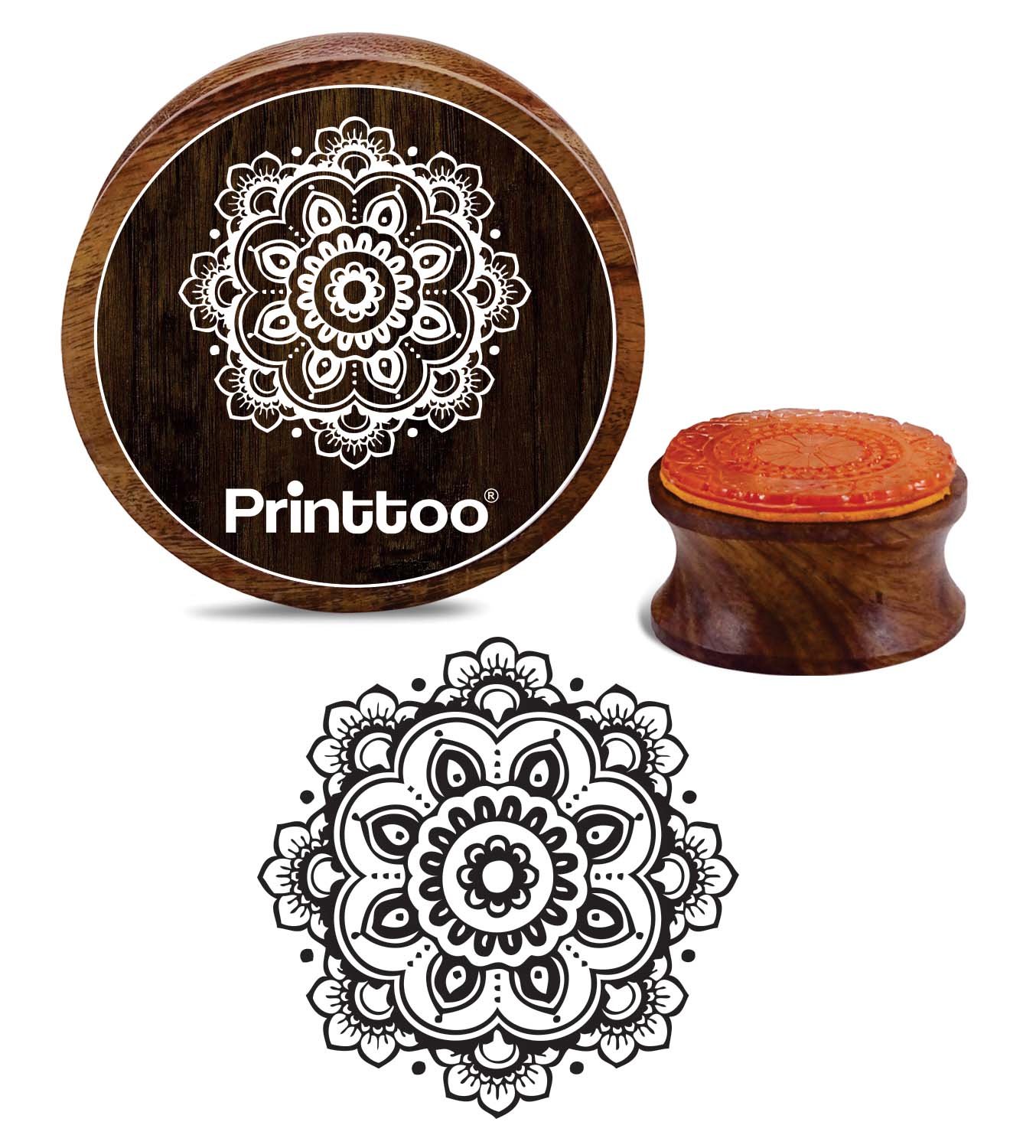 Floral Mandala Wooden Stamp - 2 Inch for DIY & Textile Crafting