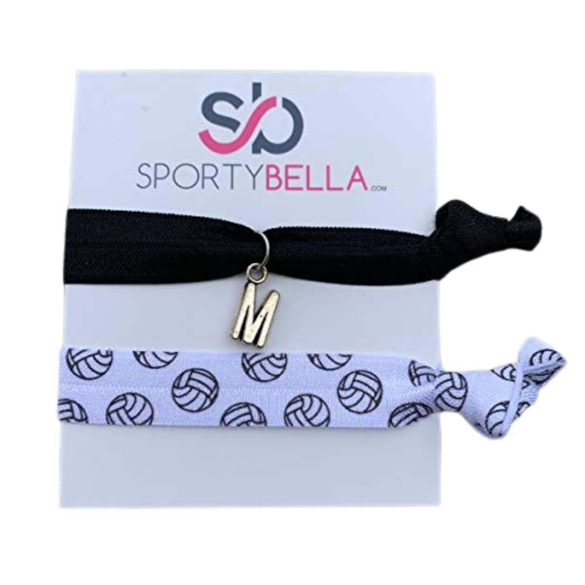 Personalized Volleyball Hair Ties with Letter Charm - No Crease Hair Elastics Set for Volleyball Players | Hair Accessories for Sports & Gifts | Perfect for Volleyball Games, Practice & Team Spirit