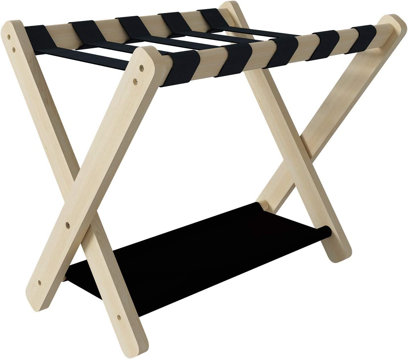 Solid Wood Folding Luggage Rack for Hotel Guest Rooms - Portable Beige Storage Rack (70x43x50cm) - Perfect for Hotels, Bedrooms & Travel Storage Solutions