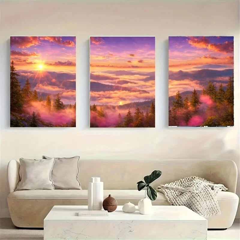 3-Piece Stunning Sunset White Wolf Metal Wall Art Prints - Ready to Hang Home Decor for Living Room, Bedroom & Office
