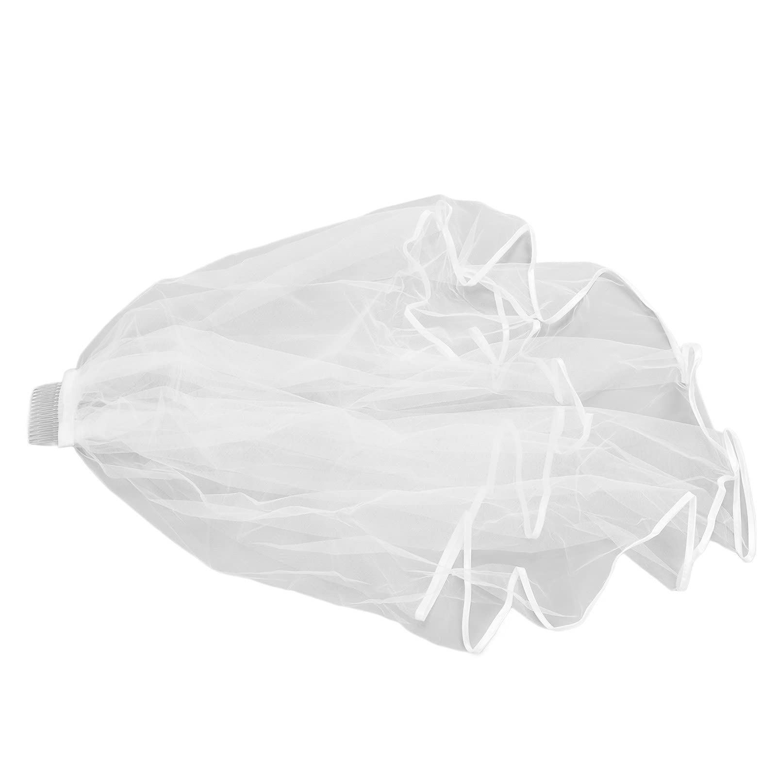 1 Tier Simple Bridal Tulle Wedding Veil - Elegant Polyester Veil for Brides, Engagement Party & Wedding Ceremony | Perfect for Bridal Shower, Vow Renewal & Photo Shoots