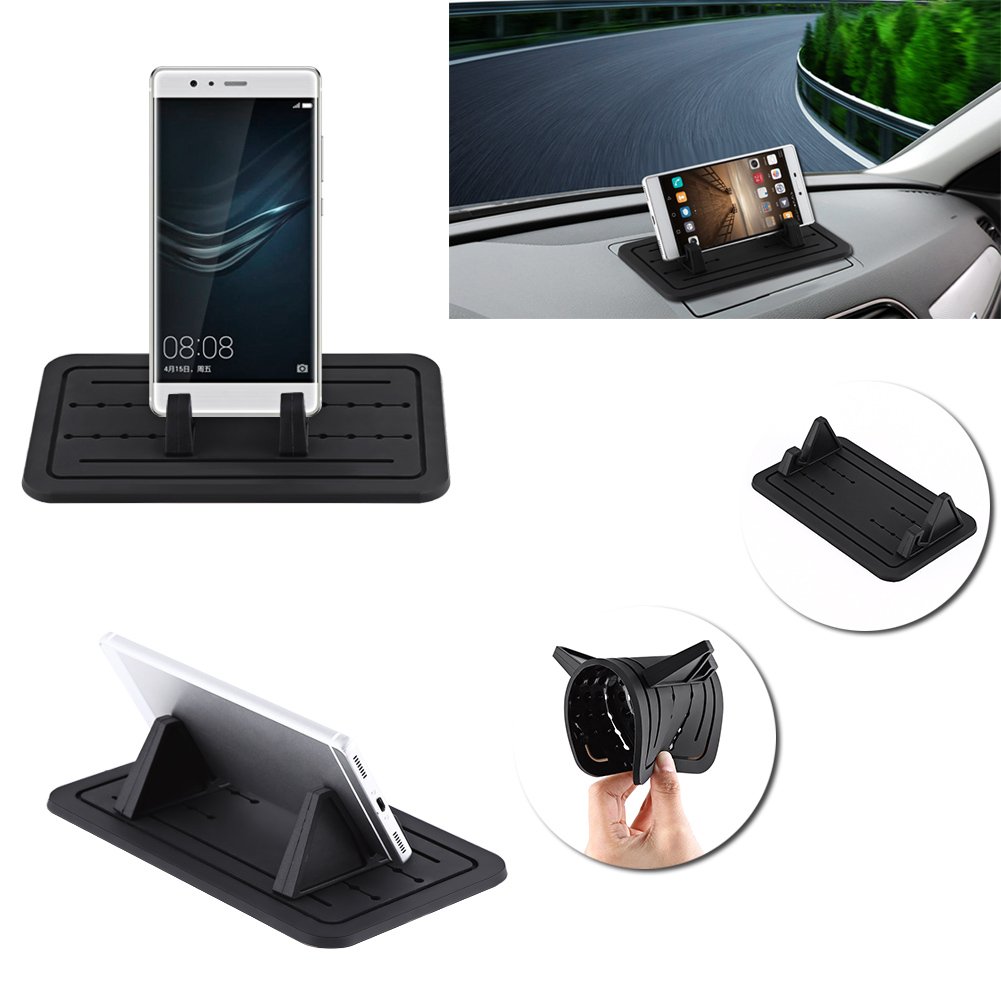 Universal Silicone Car Phone Holder - Anti-Slip Dashboard Mount for Smartphones, Perfect for Driving & Office Use