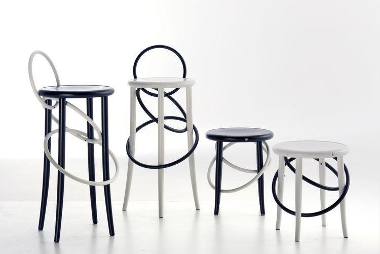 GTV Cirque Two Tone Bentwood Stool - Modern Accent Stool for Living Room, Bedroom & Entryway - Handcrafted Wooden Bar Stool with Elegant Design