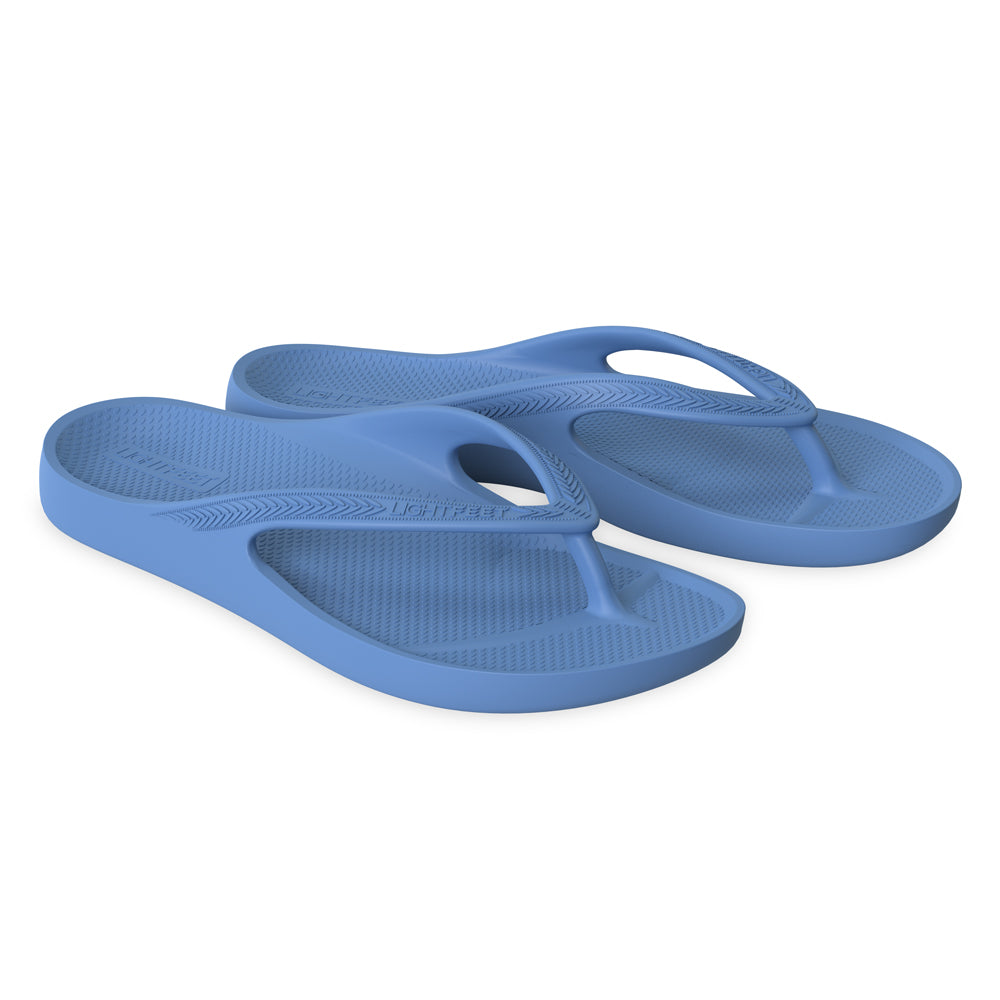 LightFeet Arch Support Flip Flops for Women & Men - Comfortable Denim Sandals with Orthotic Support - Perfect for Beach, Pool, and Summer Walking