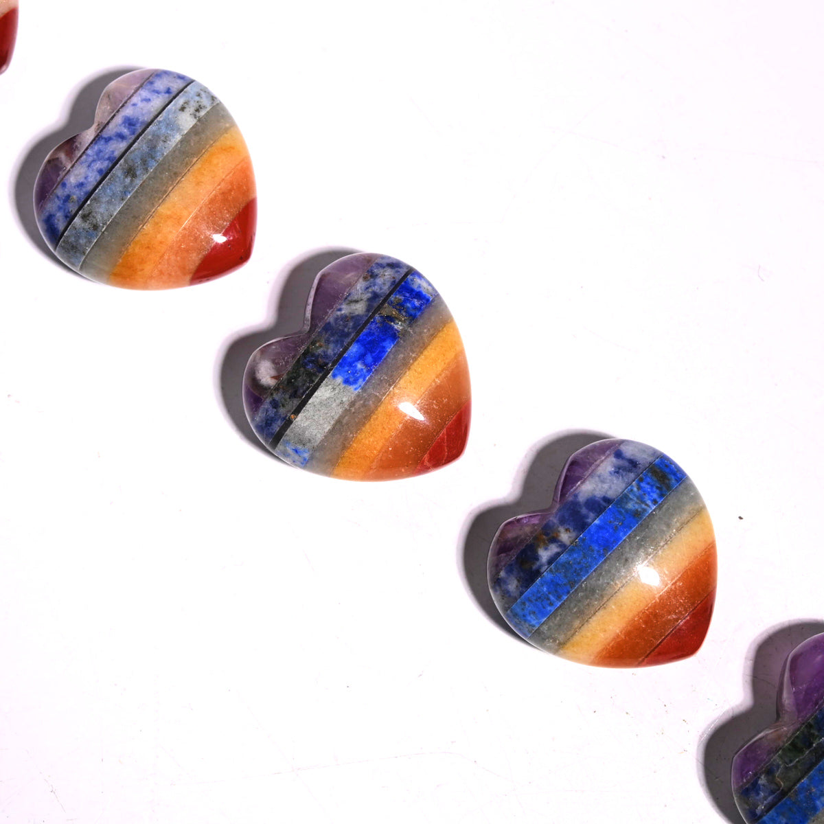 7 Chakra Crystal Heart Stone Set - Healing Energy Stones for Meditation, Reiki & Spiritual Balance - Perfect for Yoga, Home Decor & Gifts