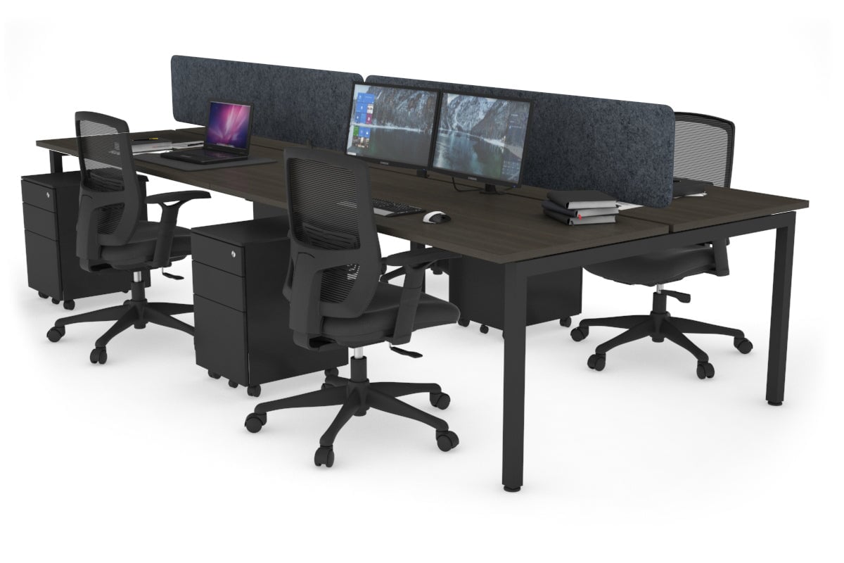 Quadro Square Legs 4-Person Office Workstation Desk - 1600L x 700W Dimensions - Perfect for Team Collaboration & Open Office Spaces