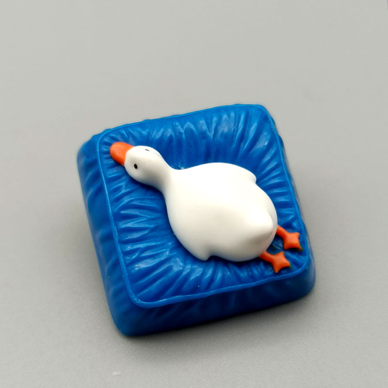 Lying Flat Duck Mechanical Keyboard - Short Switch Resin Handmade Custom Cute Creative Keycaps for Gaming, Typing & Office Work