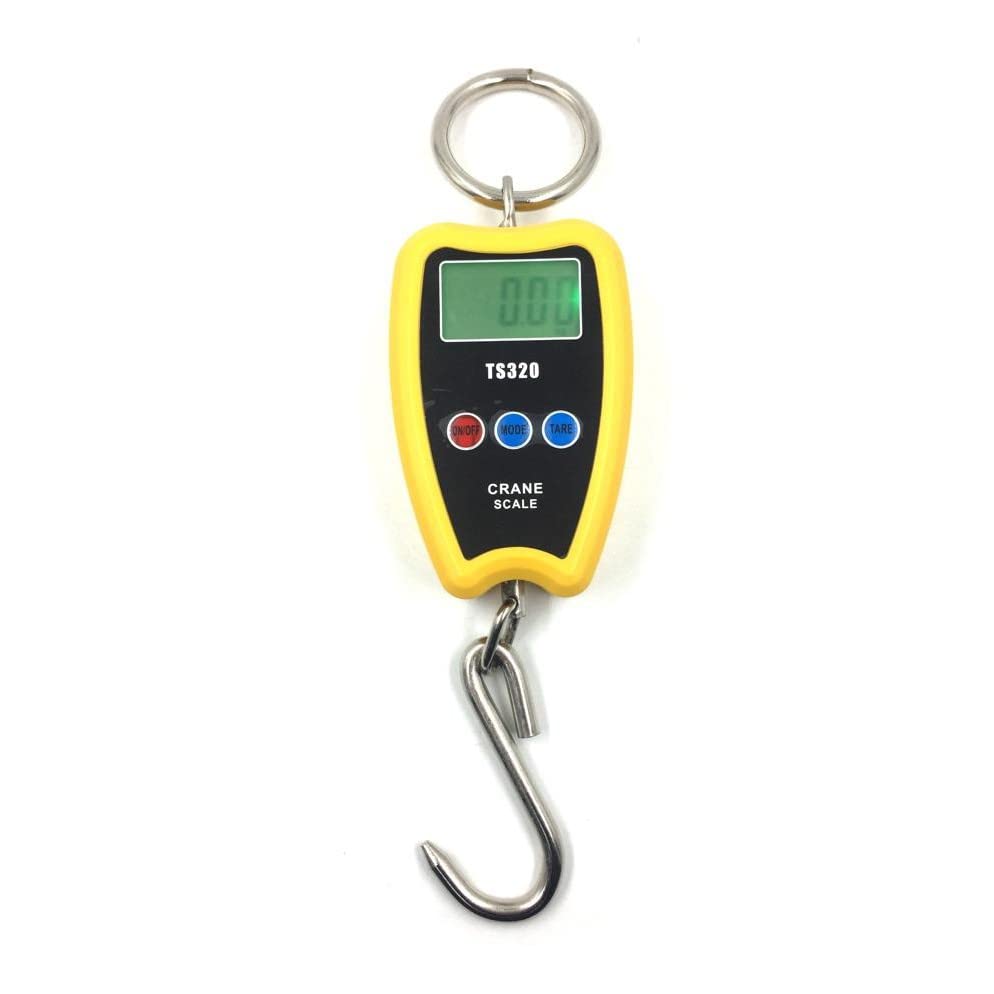 Nac Global 200kg Digital Crane Scale - Heavy Duty Electronic Hanging Weighing Scale with LCD Display - 200kg Capacity for LPG Stations, Poultry Farms, Scrapyards, Home & Industrial Use - Perfect for Weighing Luggage at Airports, Livestock, Scrap Metal & Heavy Cargo (Yellow)
