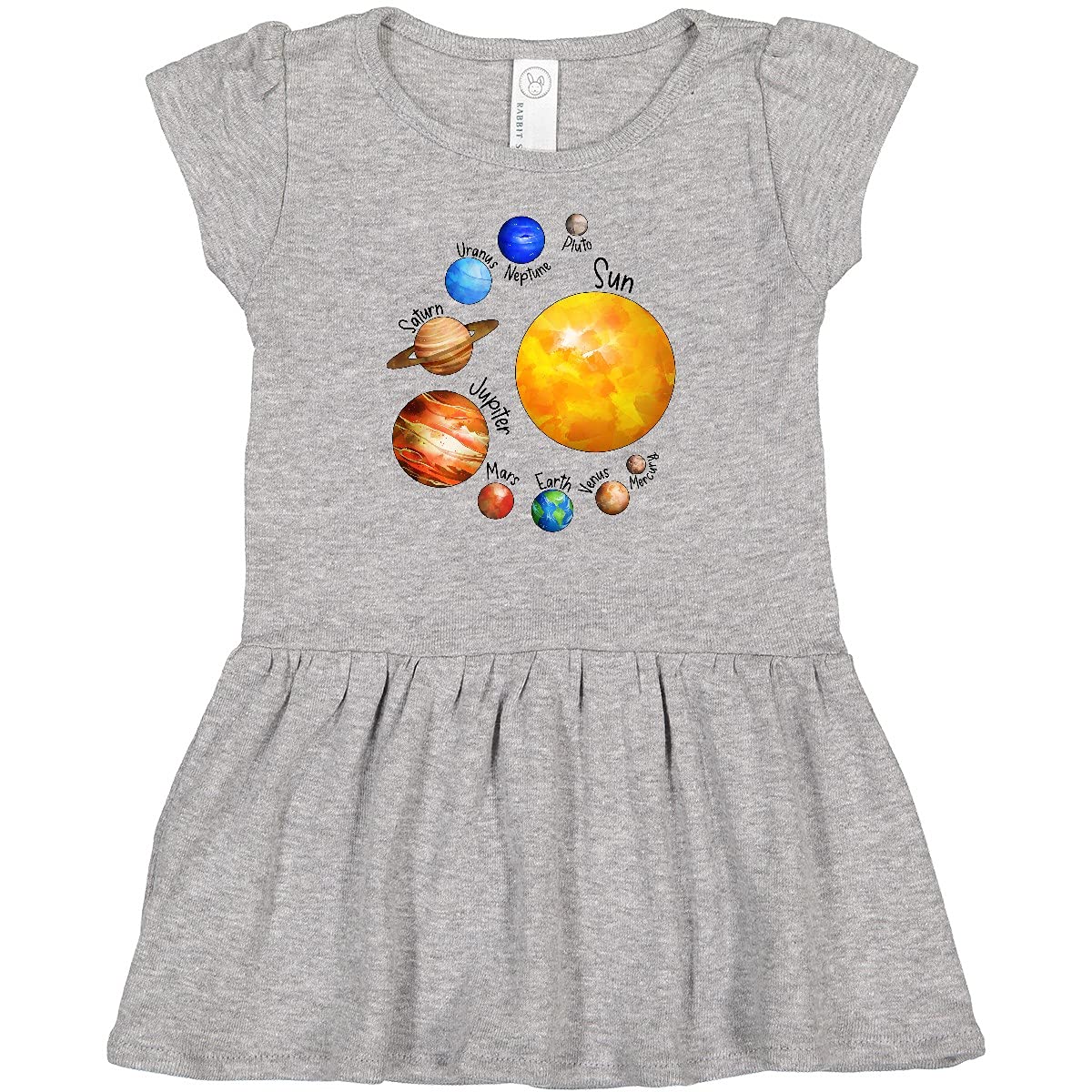 Inktastic Sun and Planets - Yes, and Pluto Baby Dress | Cute Solar System Infant Outfit for Space-Themed Parties, Photo Shoots & Everyday Wear