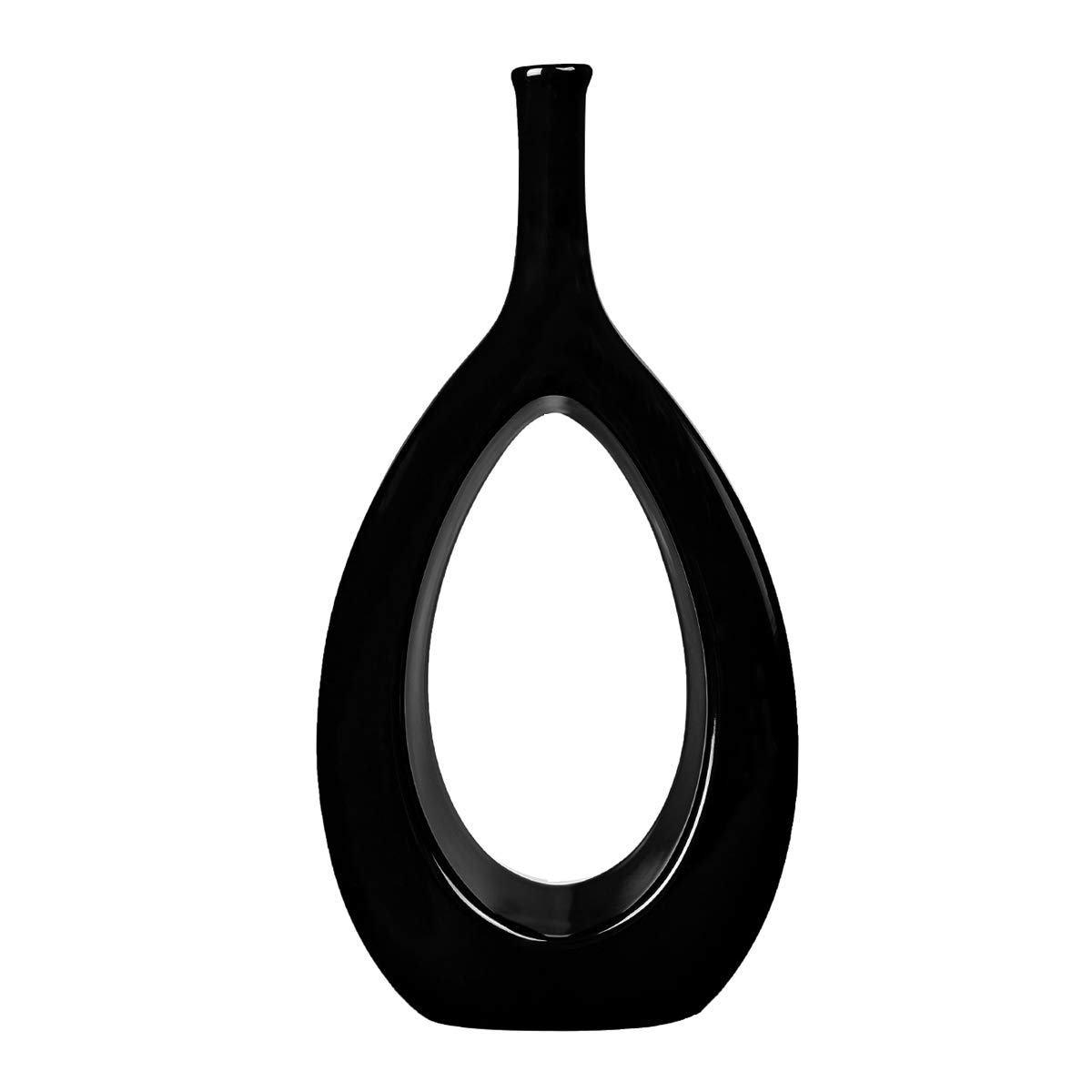 Samawi 12 Inch Black Ceramic Vase Set - Modern Tall Flower Vase for Home Decor, Living Room Centerpiece, Wedding & Office Decoration