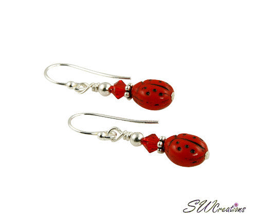 Red Ladybug Beaded Crystal Earrings - Elegant Dangle Earrings for Women, Gift for Her | Perfect for Parties, Weddings & Everyday Wear