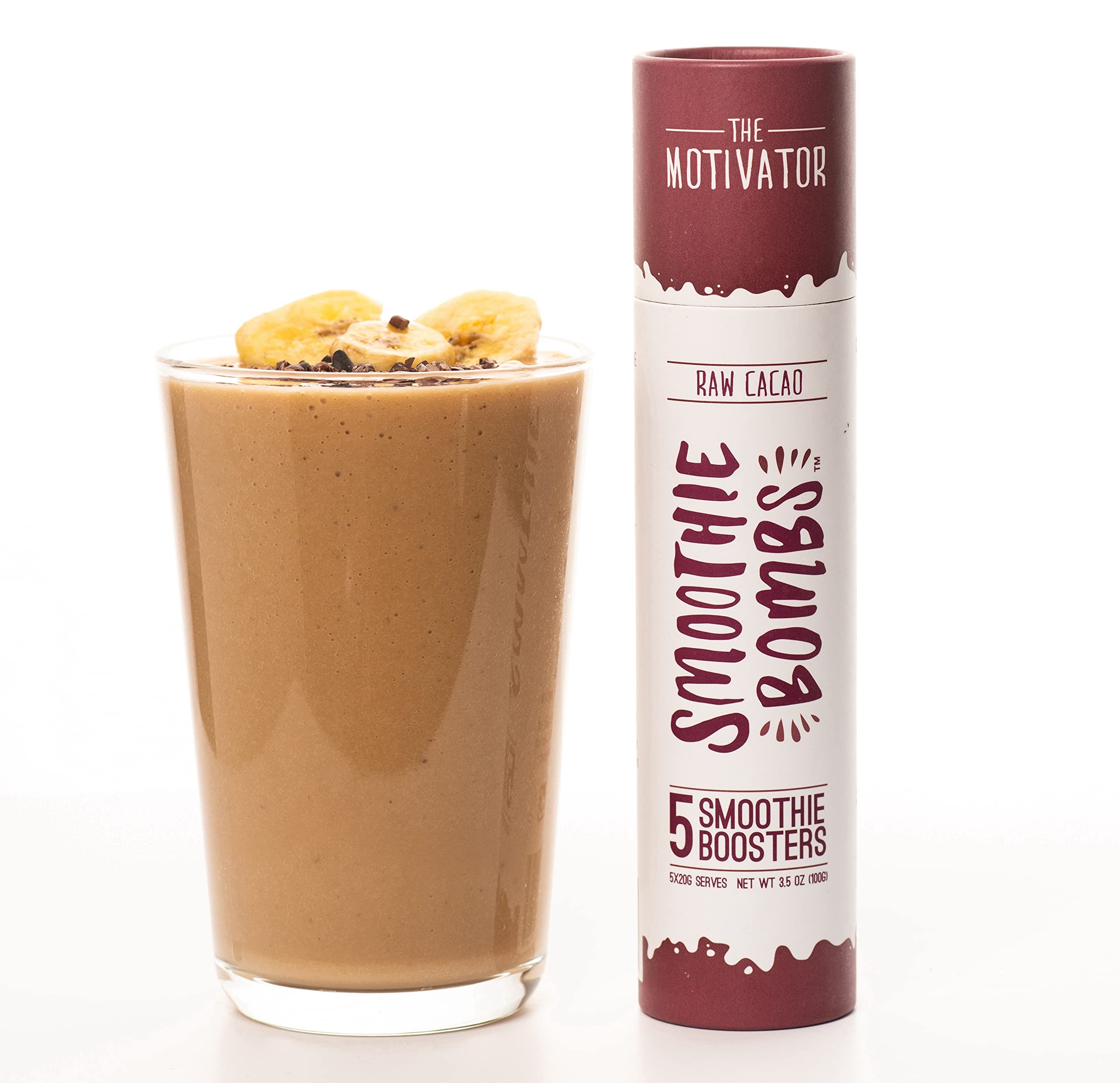 Organic Smoothie Boosters with Raw Cacao & Chia Seeds - Superfood Mix for Blenders, Gluten-Free, Vegan, 5-Pack | Perfect for Post-Workout Recovery & Healthy Breakfast Smoothies