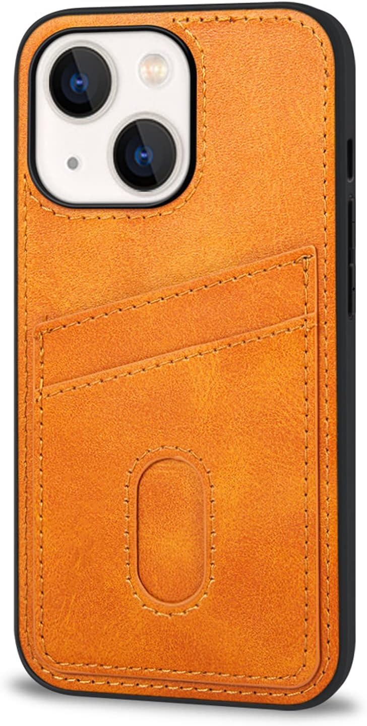 JabraOn Premium Leather Wallet Case for iPhone 14/14 Plus/14 Pro/14 Pro Max - Slim Fit Shockproof Protective Phone Cover with Card Holder (Orange) - Perfect for Everyday Use, Travel & Business Meetings