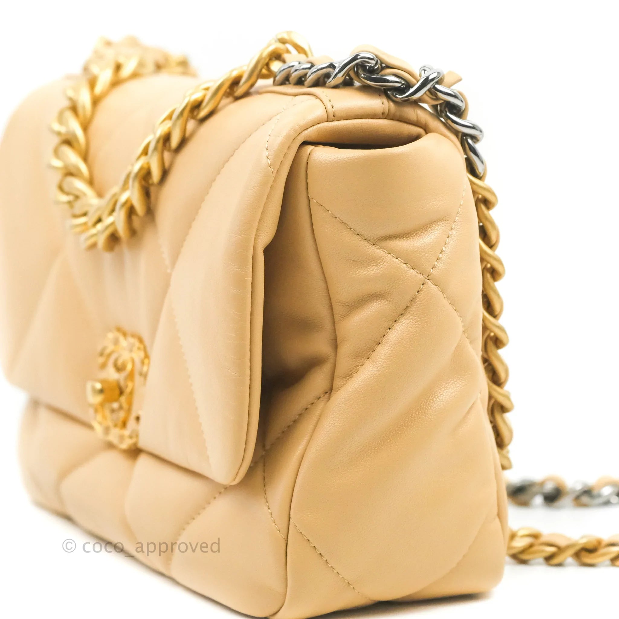 Chanel 19 Small Handbag in Dark Beige with Mixed Hardware - 22C Collection | Luxury Crossbody Bag for Women, Perfect for Date Night & Special Occasions