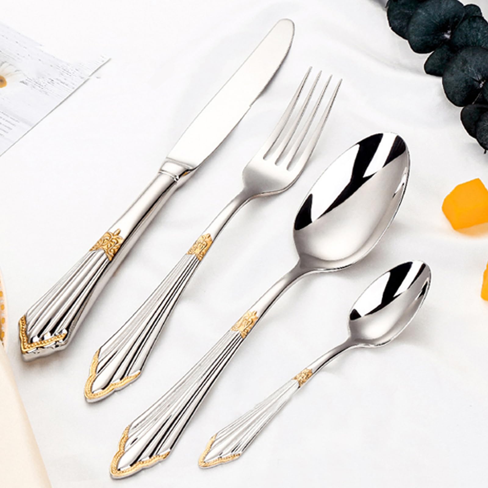 12-Piece Stainless Steel Flatware Set for 3 - Premium Silverware with Mirror Polished Finish, Thickened Handles - Includes Spoons, Forks & Knives - Dishwasher Safe Kitchen Cutlery Set (Copper) - Perfect for Dining, Entertaining & Everyday Use