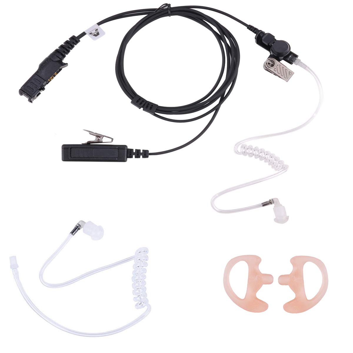 FBI Earpiece for Motorola XPR3300e XPR3500e XPR3300 XPR3500 Two-Way Radio - Covert Surveillance Headset with Noise-Canceling Mic & PTT Button - Ideal for Security, Law Enforcement & Tactical Operations