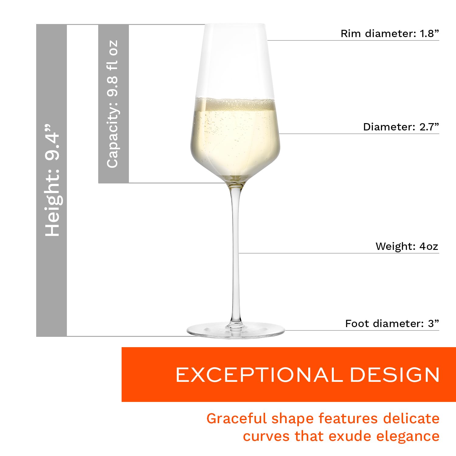 Premium Stölzle Lausitz 6-Piece Champagne Flute Set (STARlight Collection) - 9.75oz Crystal Clear Dishwasher-Safe Glasses for Mimosas & Sparkling Wine - Shatter-Resistant Elegant Glassware for Weddings, Parties & Special Occasions