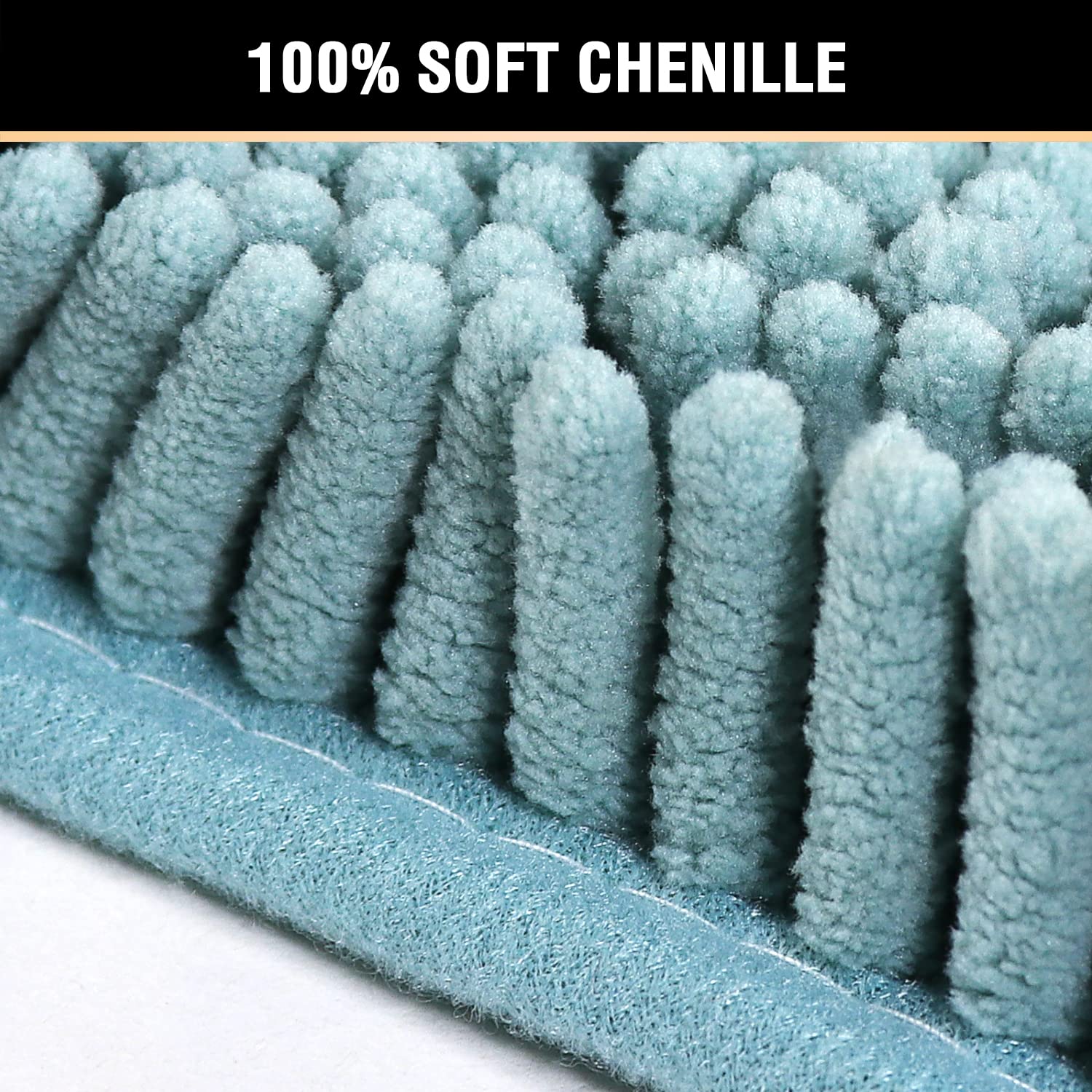 H.VERSAILTEX Non-Slip Chenille Bath Rug - Ultra Soft Absorbent Shag Bath Mat for Bathroom & Shower - Machine Washable, Quick Dry - Perfect for Bathroom Safety & Comfort (Aqua Haze, 20