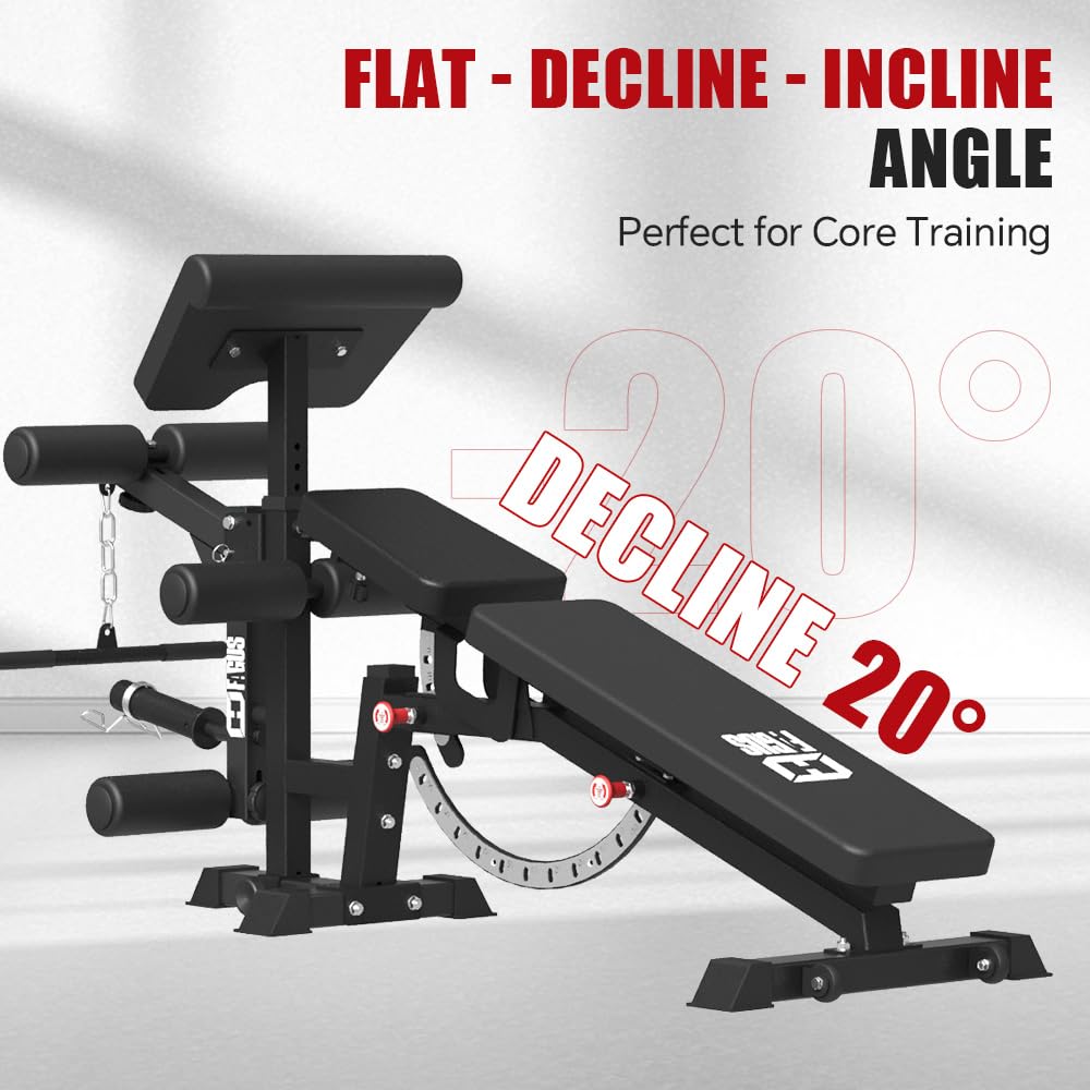 Adjustable Weight Bench for Home Gym - Heavy Duty Workout Bench Press with Leg Extension & Preacher Curl Pad | Flat/Incline/Decline Sit Up Bench for Full Body Workout | Perfect for Strength Training, Muscle Building & Cardio Exercises