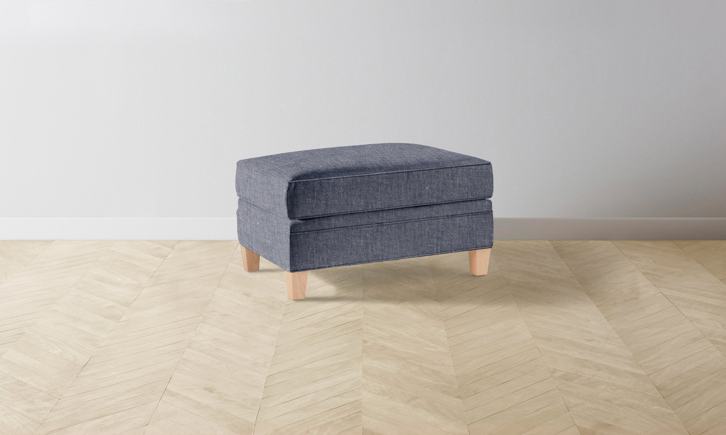 Carmine Ottoman - Heritage Belgian Linen Upholstered Storage Bench with Lake Blue Fabric | Perfect for Living Room, Bedroom & Entryway Seating
