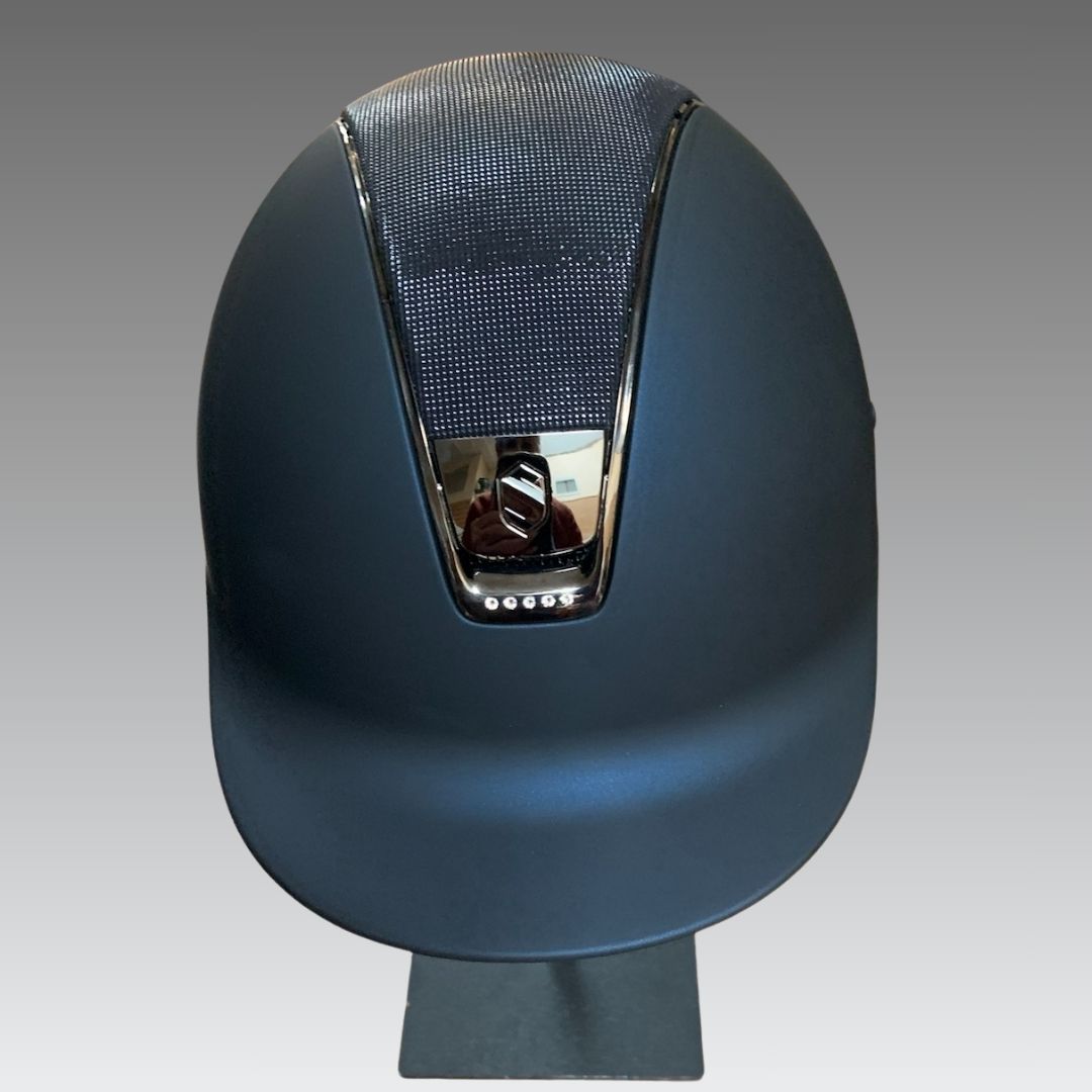 Samshield Shadow Matte Navy Equestrian Helmet with Shimmer Top & Crystals - Medium Shell Size for Horse Riding, Show Jumping & Dressage Competitions