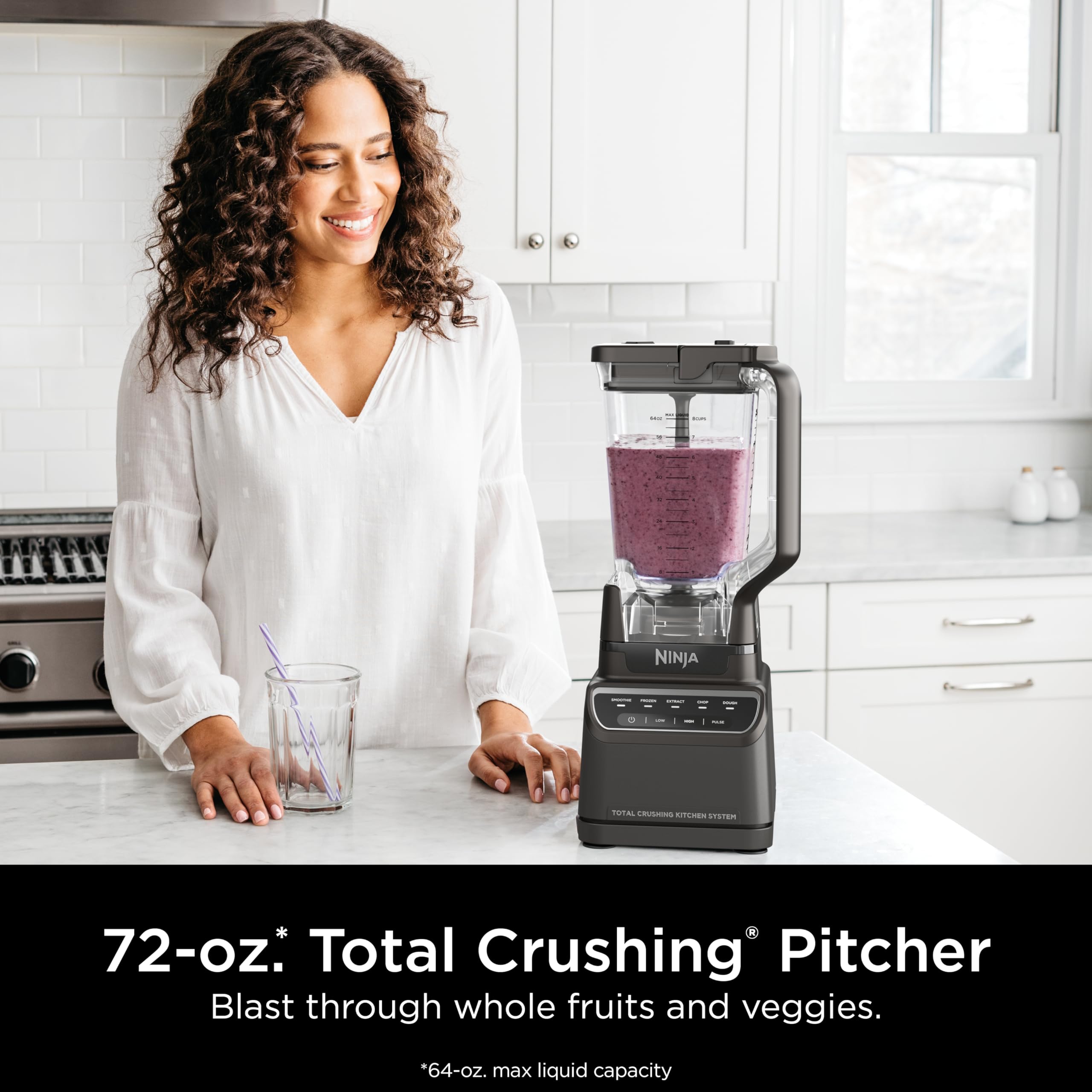Ninja Blender 1200W - Professional Kitchen System for Smoothies, Frozen Drinks, Food Processing, Dough & Extracting - Includes 8-Cup Pitcher, Food Processor Bowl & Smoothie Cup - BPA-Free, Dark Grey (BR601AMZ) - Perfect for Home Kitchens, Healthy Smoothies & Meal Prep