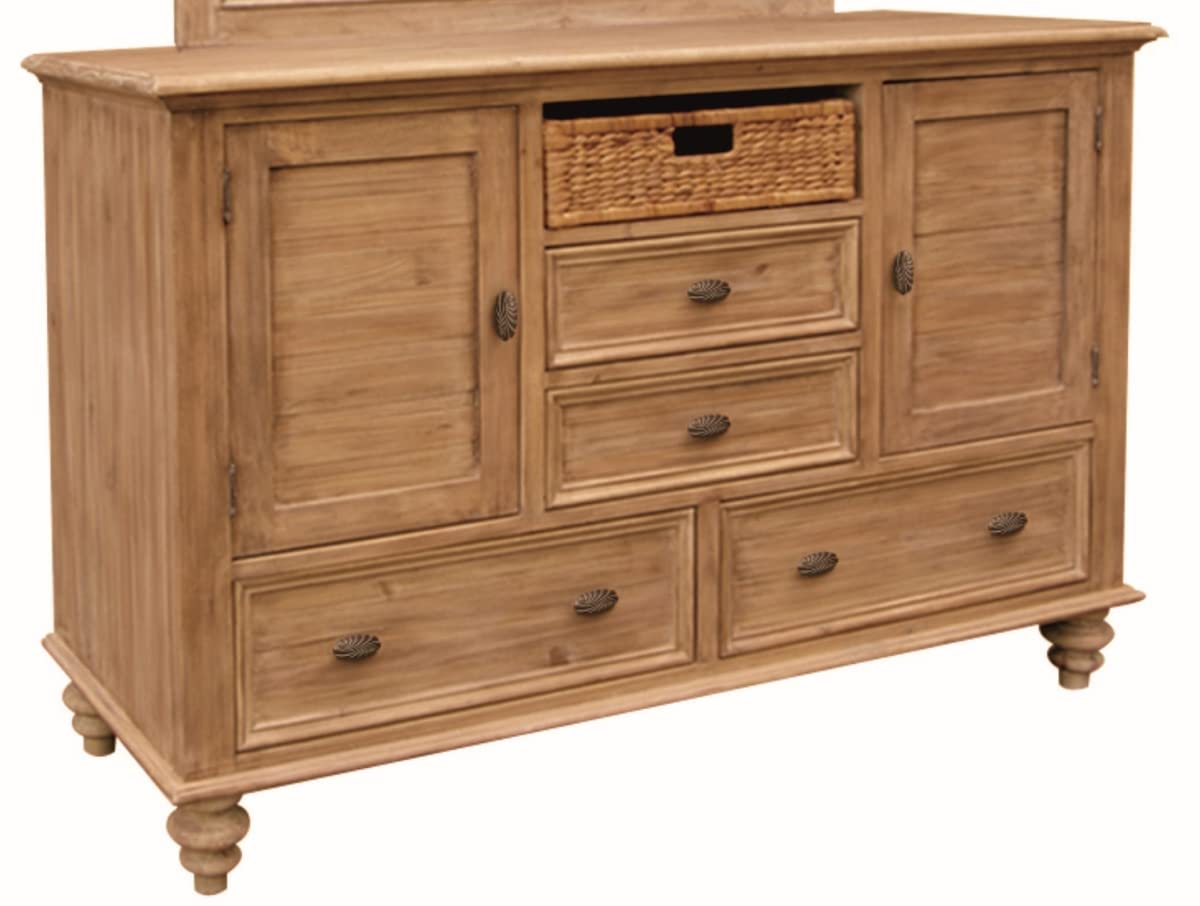 Vintage Distressed Solid Wood Dresser - Natural Maple Acacia Wood Casual Bedroom Furniture for Home Decor & Storage | Perfect for Bedroom, Living Room, or Nursery Organization