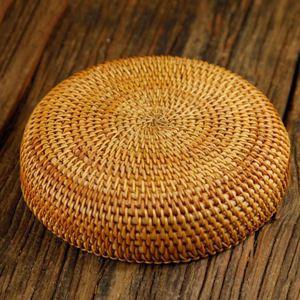 VOSAREA Natural Rattan Storage Box - Round Serving Tray, Snack Bowl & Candy Dish - Multifunctional Home Organizer for Kitchen, Living Room & Dining Table Decor