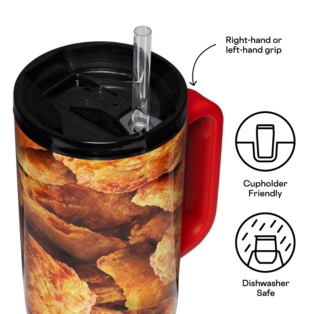 KFC x Corkcicle Cruiser 16oz Stainless Steel Tumbler with Straw - Insulated Travel Mug for Hot & Cold Drinks - Perfect for Commuting, Camping, and Office Use