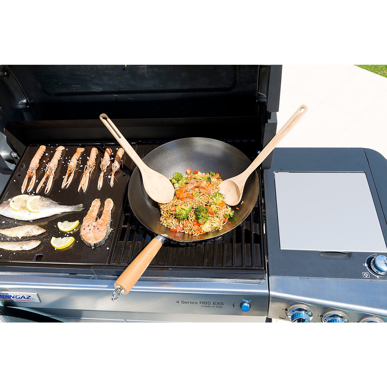 Campingaz Modular Non-Stick Wok Pan - 37x11.2x36cm Black - Perfect for Outdoor Camping Cooking & Asian Stir Fry