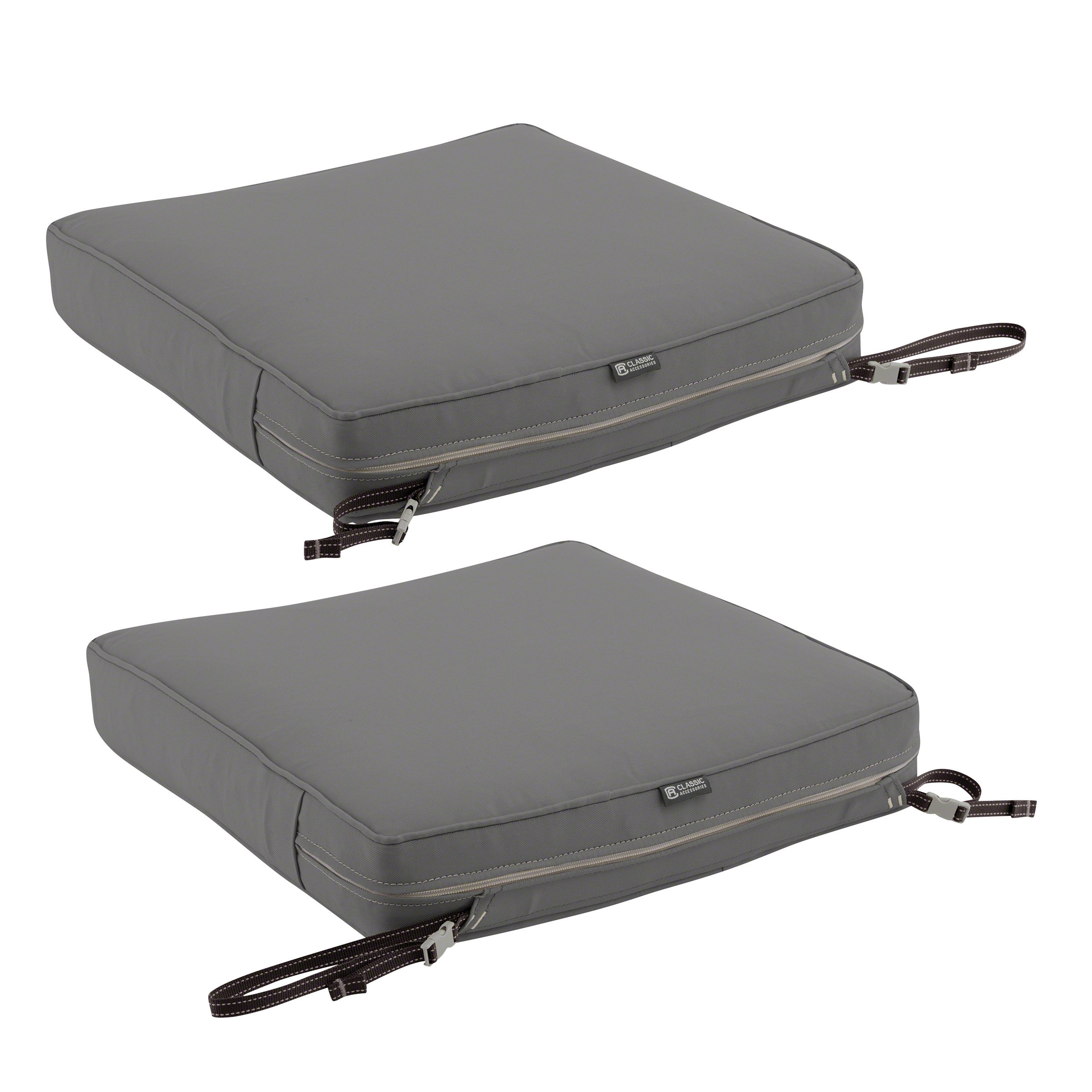 Classic Accessories Montlake 80x26 Outdoor Chaise Lounge Cushion - FadeSafe, Water-Repellent, Light Charcoal - Perfect for Patio, Poolside, and Garden Relaxation