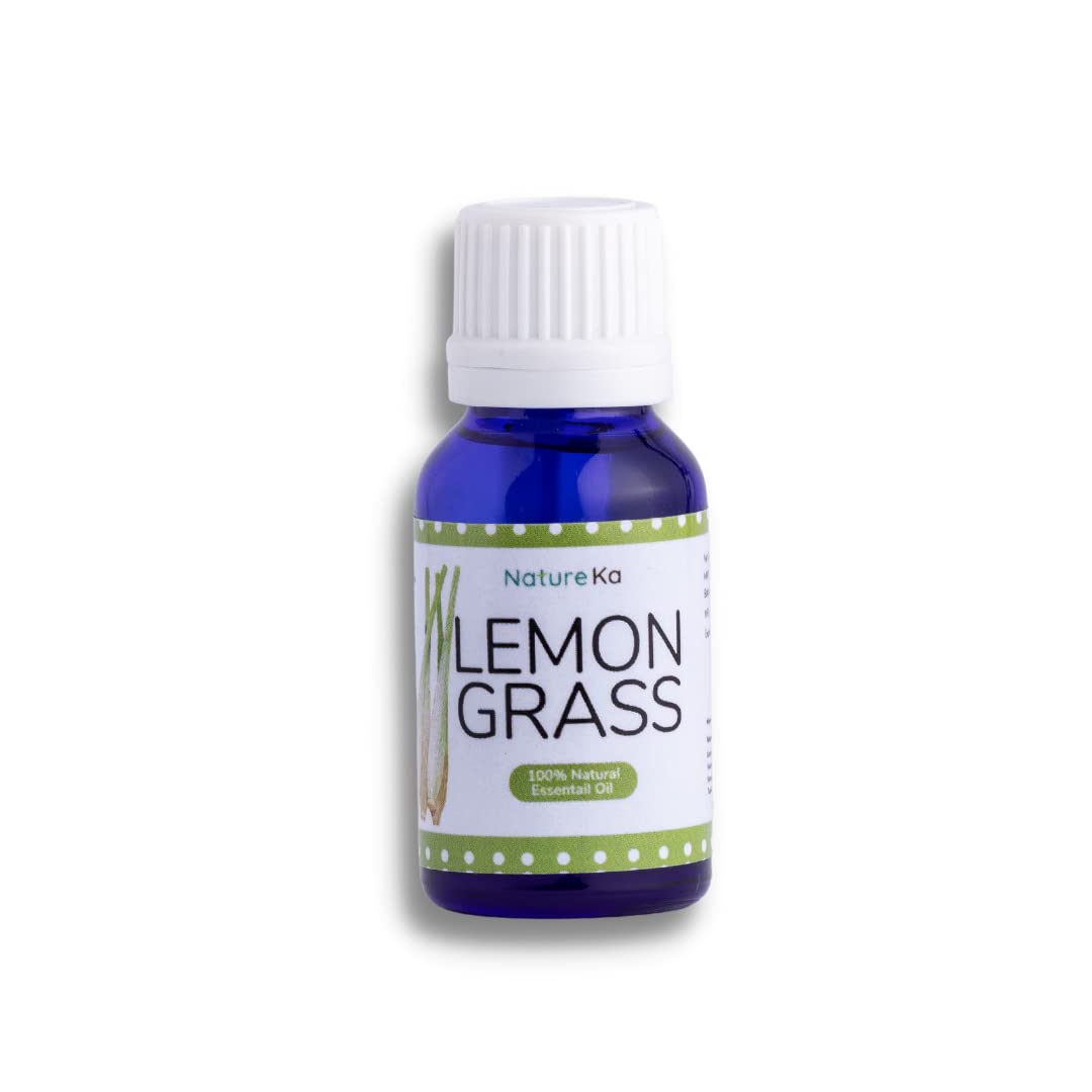 Natureka Lemongrass Essential Oil - 100% Pure Natural, Chemical-Free, Aromatherapy Grade for Diffusers, Massage & Relaxation | 15ml Bottle for Home Spa, Yoga & Stress Relief