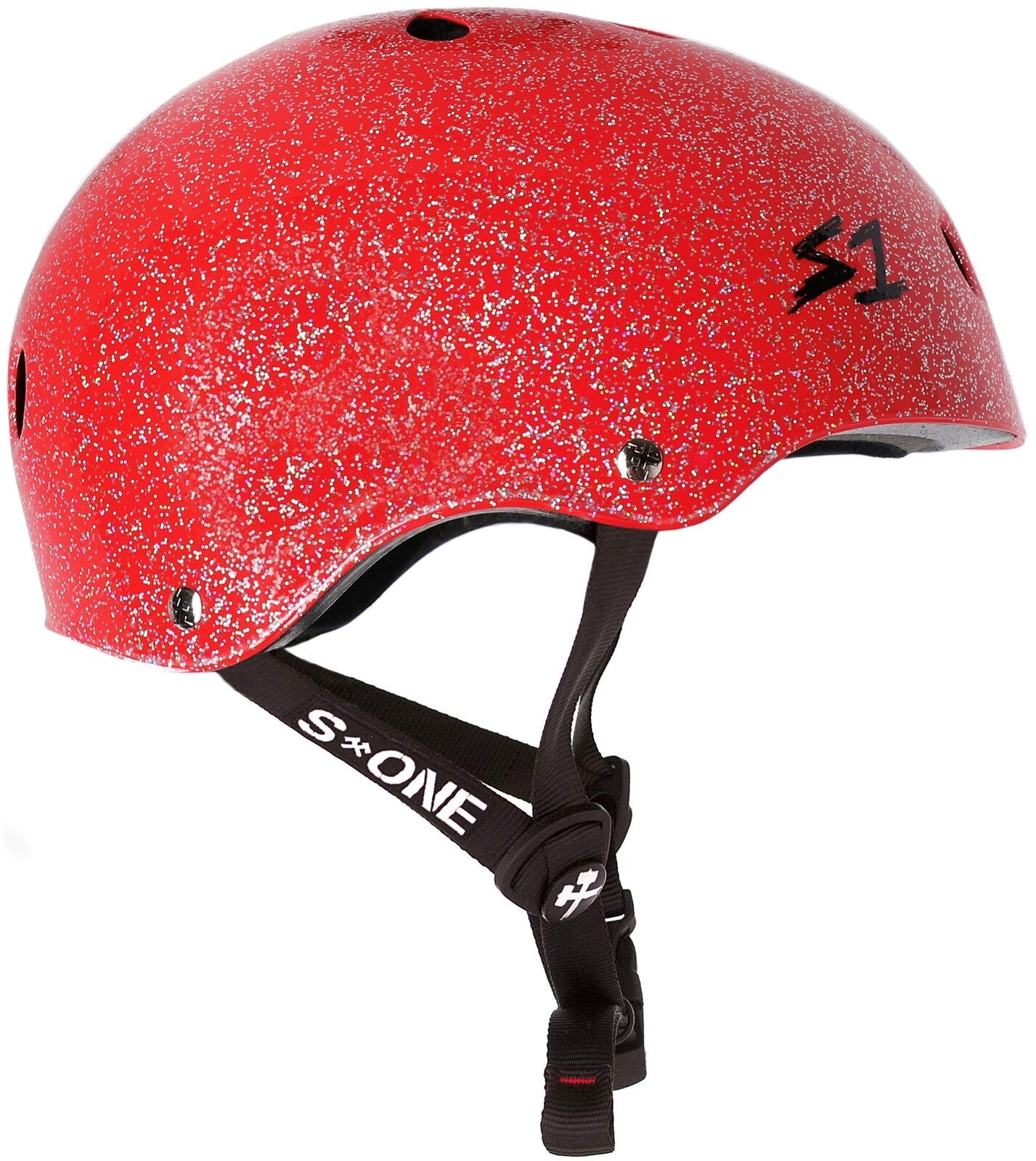 S1 Lifer Bike Helmet - Red Glitter Sparkle Design for Adults & Kids - Perfect for Cycling, Skateboarding & Outdoor Sports Safety Gear