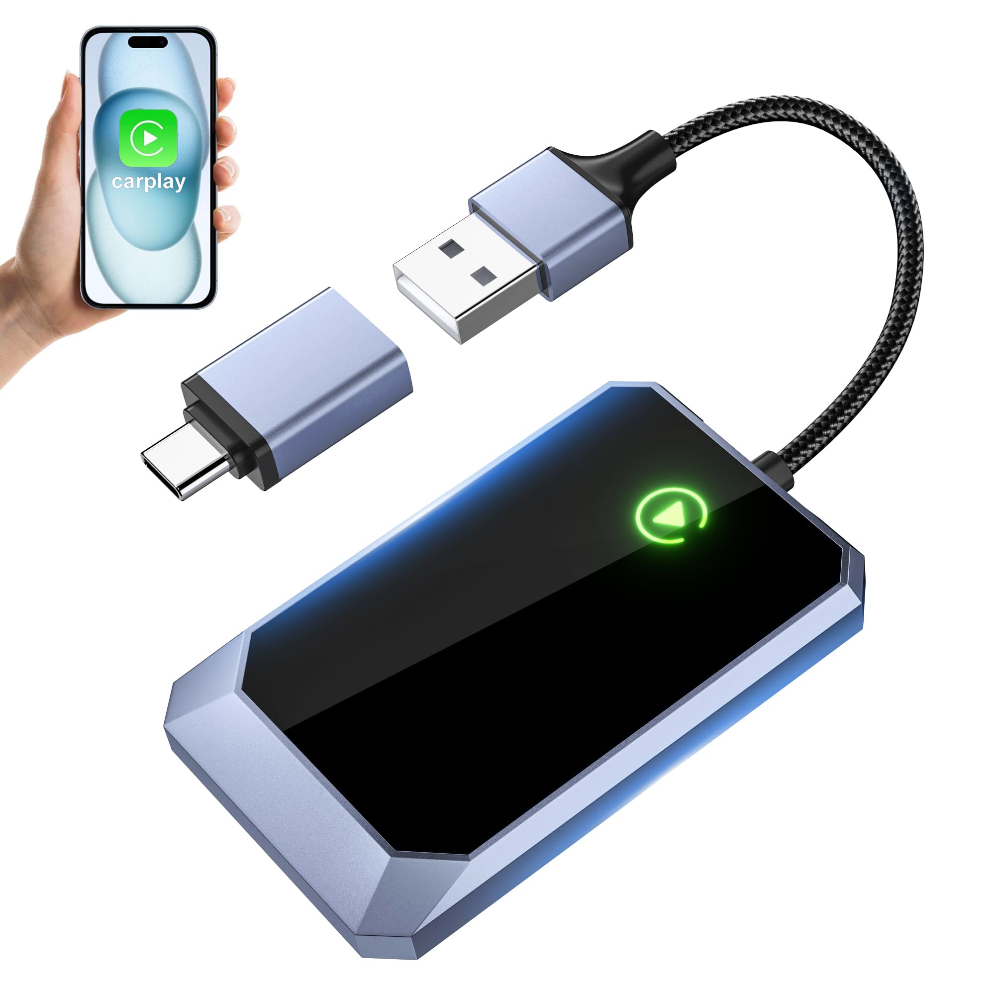 Wireless CarPlay Adapter for iPhone - Convert Wired to Wireless CarPlay, Plug & Play Auto Connection for Cars 2017+ & iOS 10+ - Perfect for Hands-Free Driving, Music Streaming & GPS Navigation