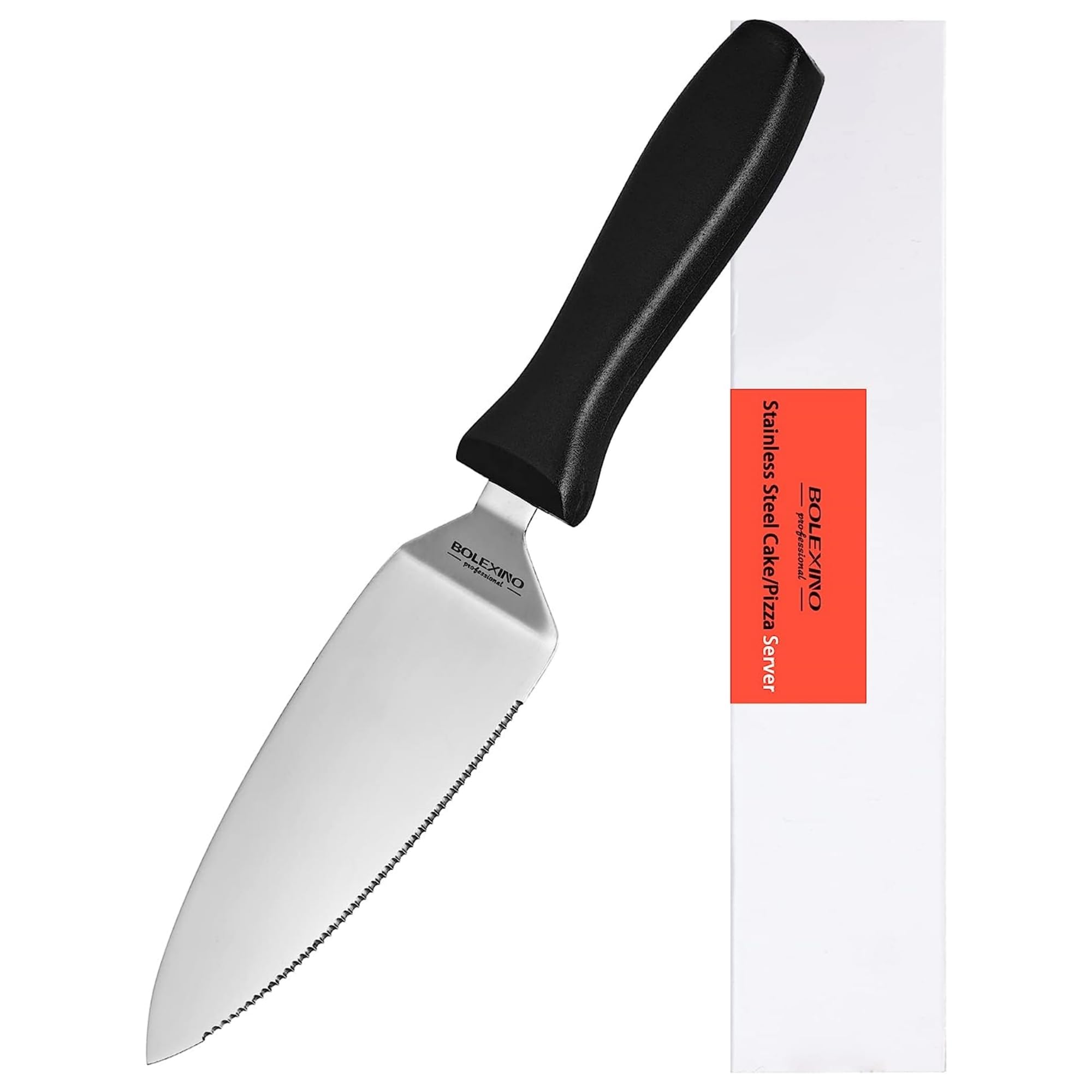 BOLEX 7 Inch Professional Stainless Steel Pie Server & Cake Cutter with Ergonomic Non-Slip Handle - Heavy Duty Pizza Spatula for Baking, Dessert Serving & Party Catering - Perfect for Weddings, BBQs and Holiday Gatherings