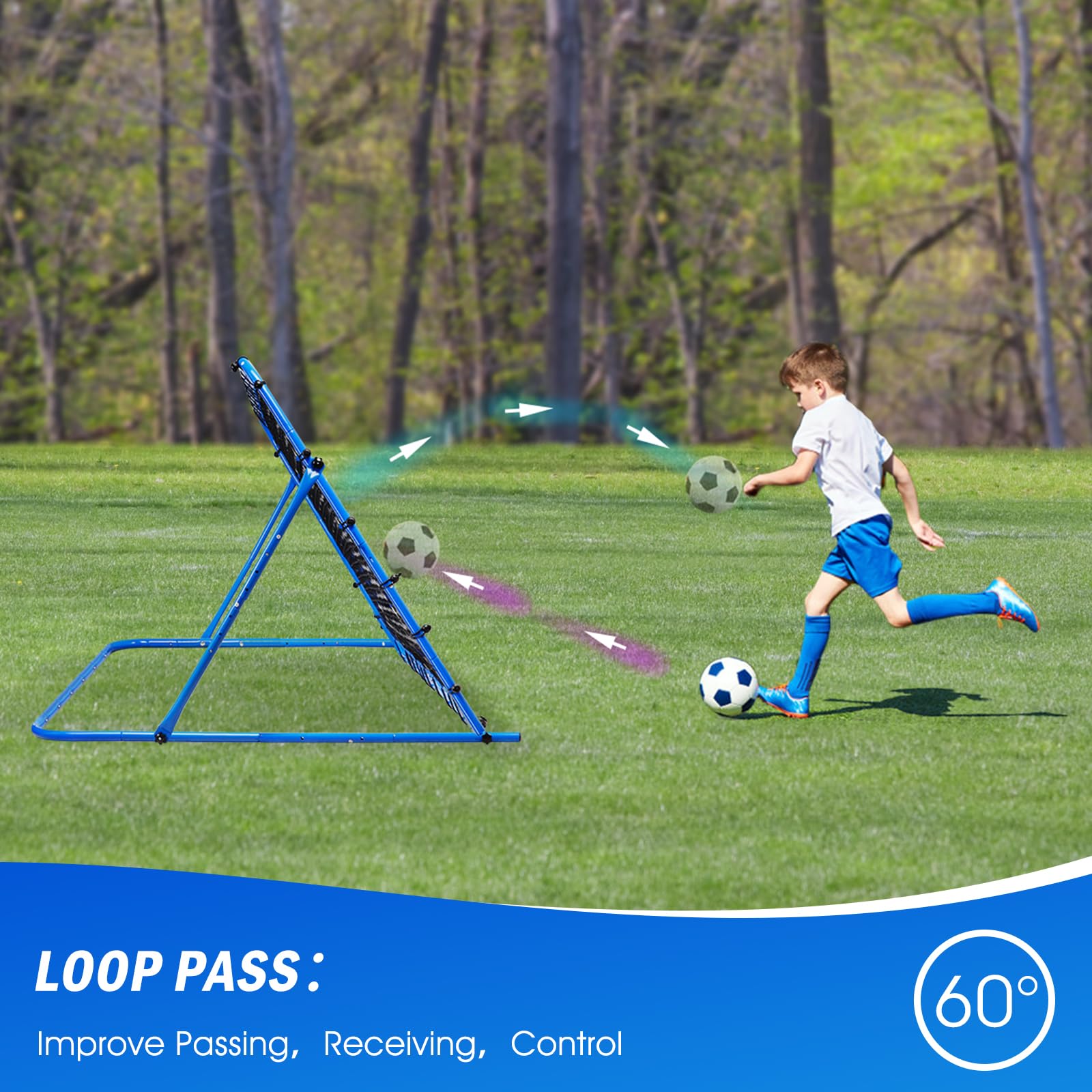 Best Soccer Rebounder Net for Training - Adjustable Angle for Control & Passing Practice | Portable Football Rebound Trainer for Kids, Teens & Adults | Perfect for Backyard Drills, Team Practice & Solo Training